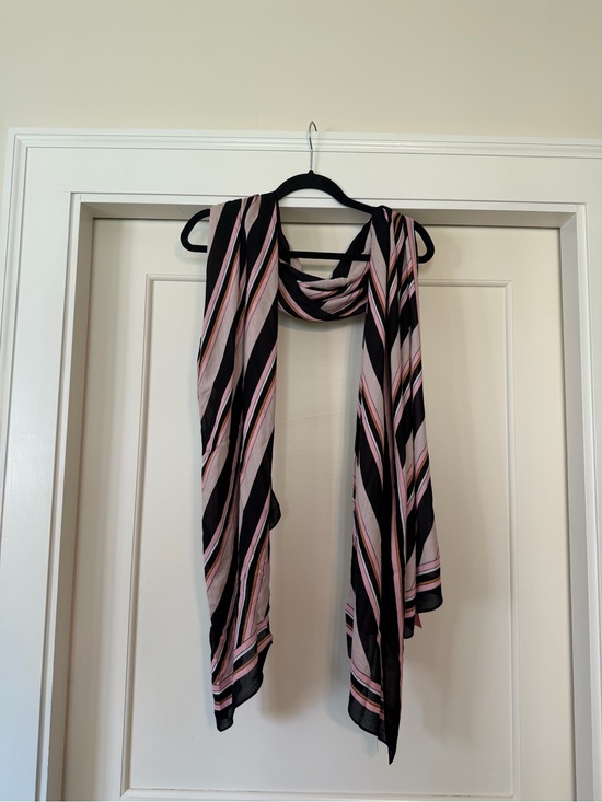 kate spade Accessories - Kate Spade New York Black Pink Blush Diagonal Stripe Oversized Scarf Wrap - NWT